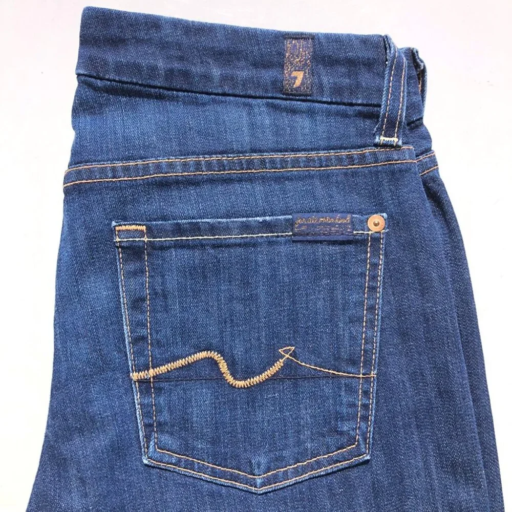 7 for All Mankind Jeans Women's Size 27 34 Blue Kimmie Straight Leg Dark Wash